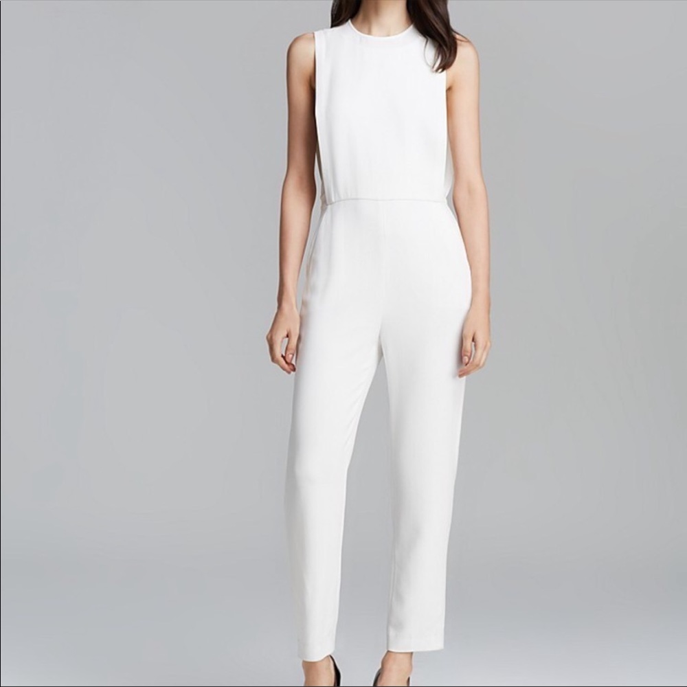 THEORY ivory satin jumpsuit